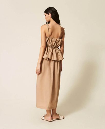Long poplin dress with flounce