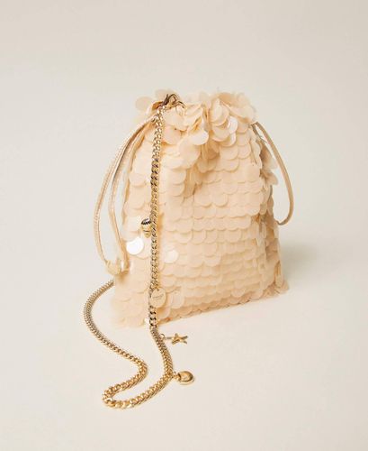 Satin clutch with sequins