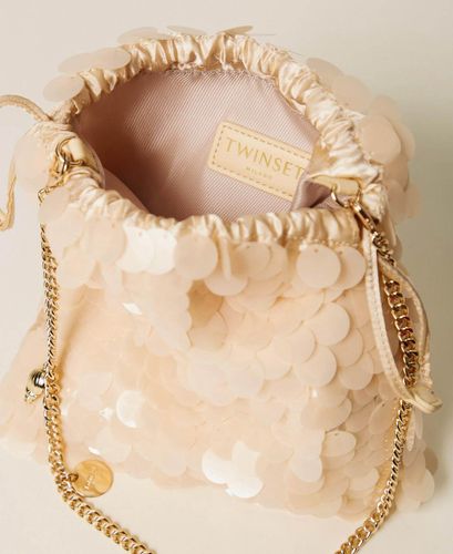 Satin clutch with sequins