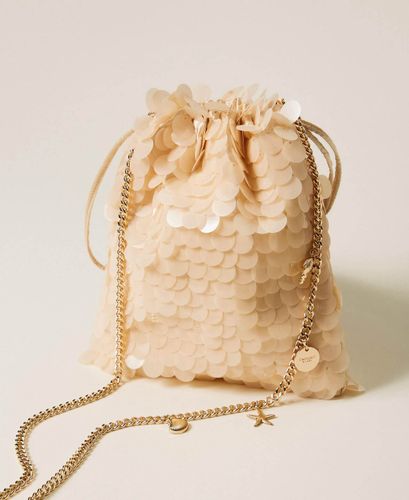 Satin clutch with sequins