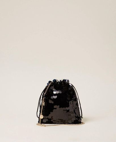 Satin clutch with sequins