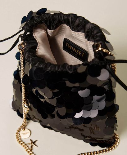 Satin clutch with sequins