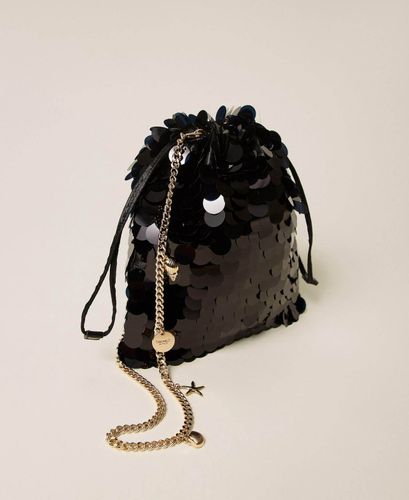 Satin clutch with sequins