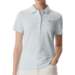 חולצת פולו TOMMY JEANS מידות XS-XL לנשים בדוגמת פסים תכלת