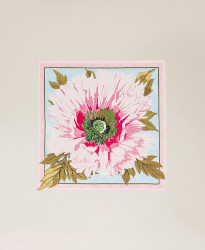 Linen blend keffiyeh with flowers