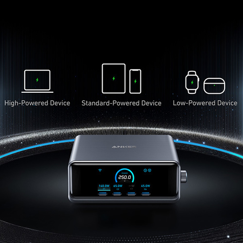 עמדת טעינה עוצמתית 6 יציאות Anker Prime Charger 250W 6 Ports GaN A2345