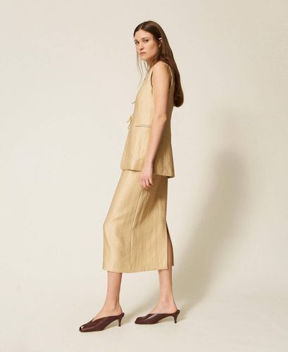 Laminated midi skirt