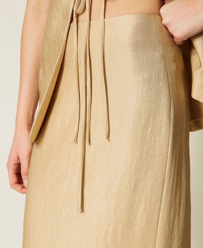 Laminated midi skirt