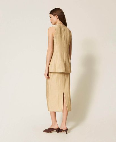 Laminated midi skirt