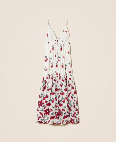 Long jacquard dress with print