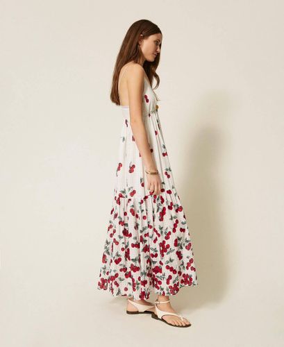 Long jacquard dress with print