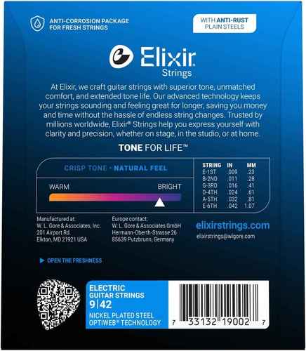סט מיתרים לחשמלית ELIXIR OPTIWEB 19002 09-42