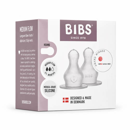 זוג פטמות סיליקון זרימה בינונית לבקבוק BIBS