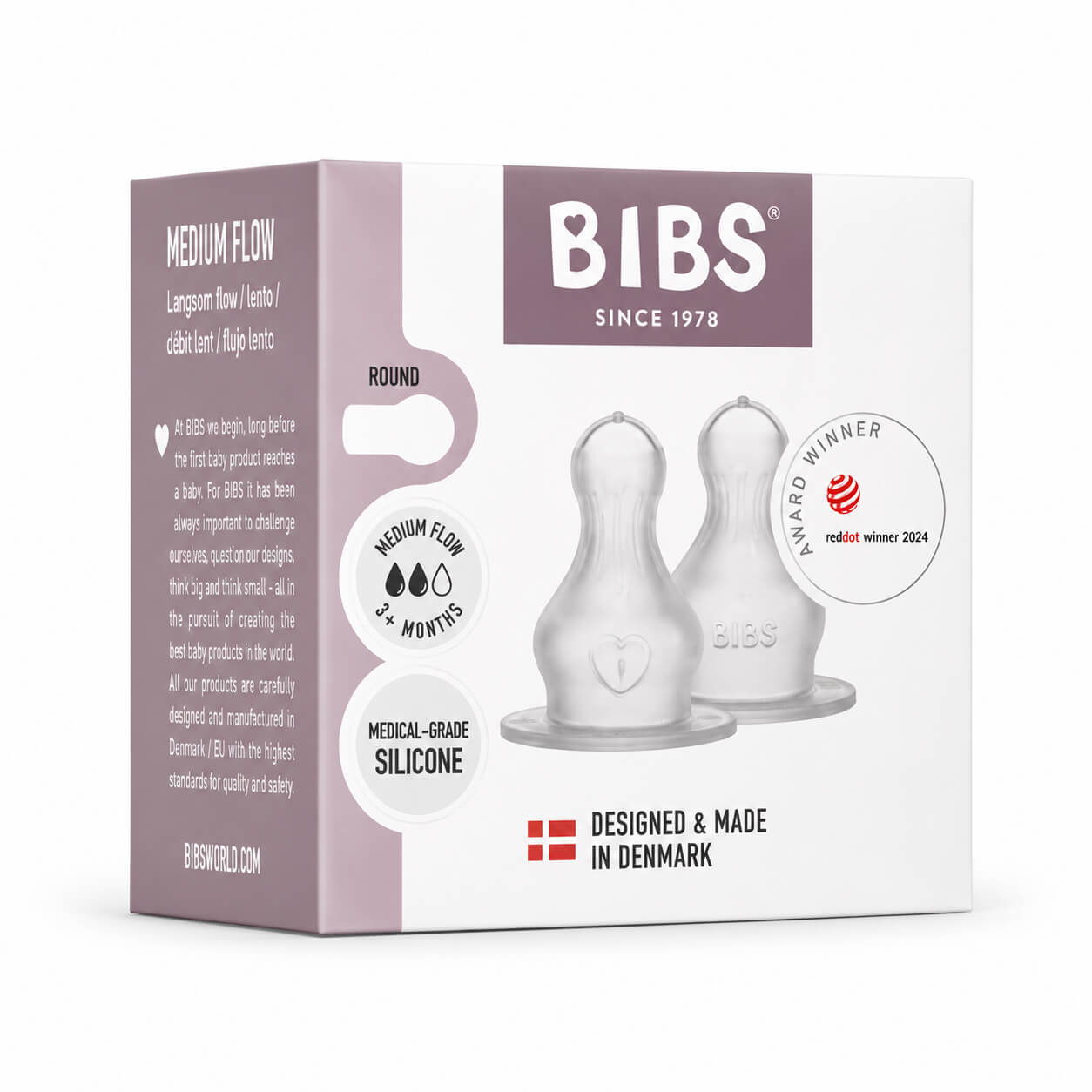 זוג פטמות סיליקון זרימה בינונית לבקבוק BIBS