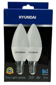 נורת לד נר E14 8W אור לבן HYUNDAI - מארז 2 יחידות