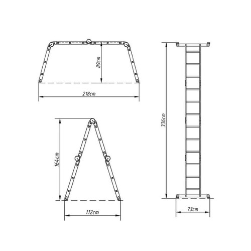 סולם מפרקים 3X4 גובה 3.36 מטר אלומיניום GPT תקן