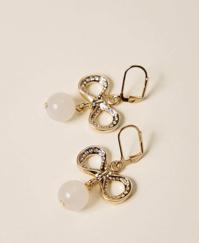 Earrings with rhinestones and logo