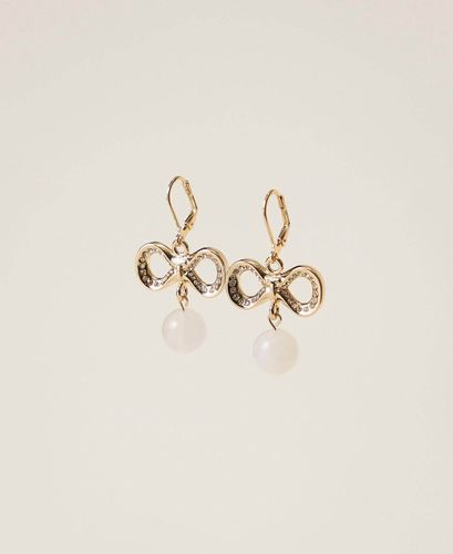 Earrings with rhinestones and logo