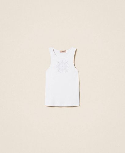Tank top with floral embroidery