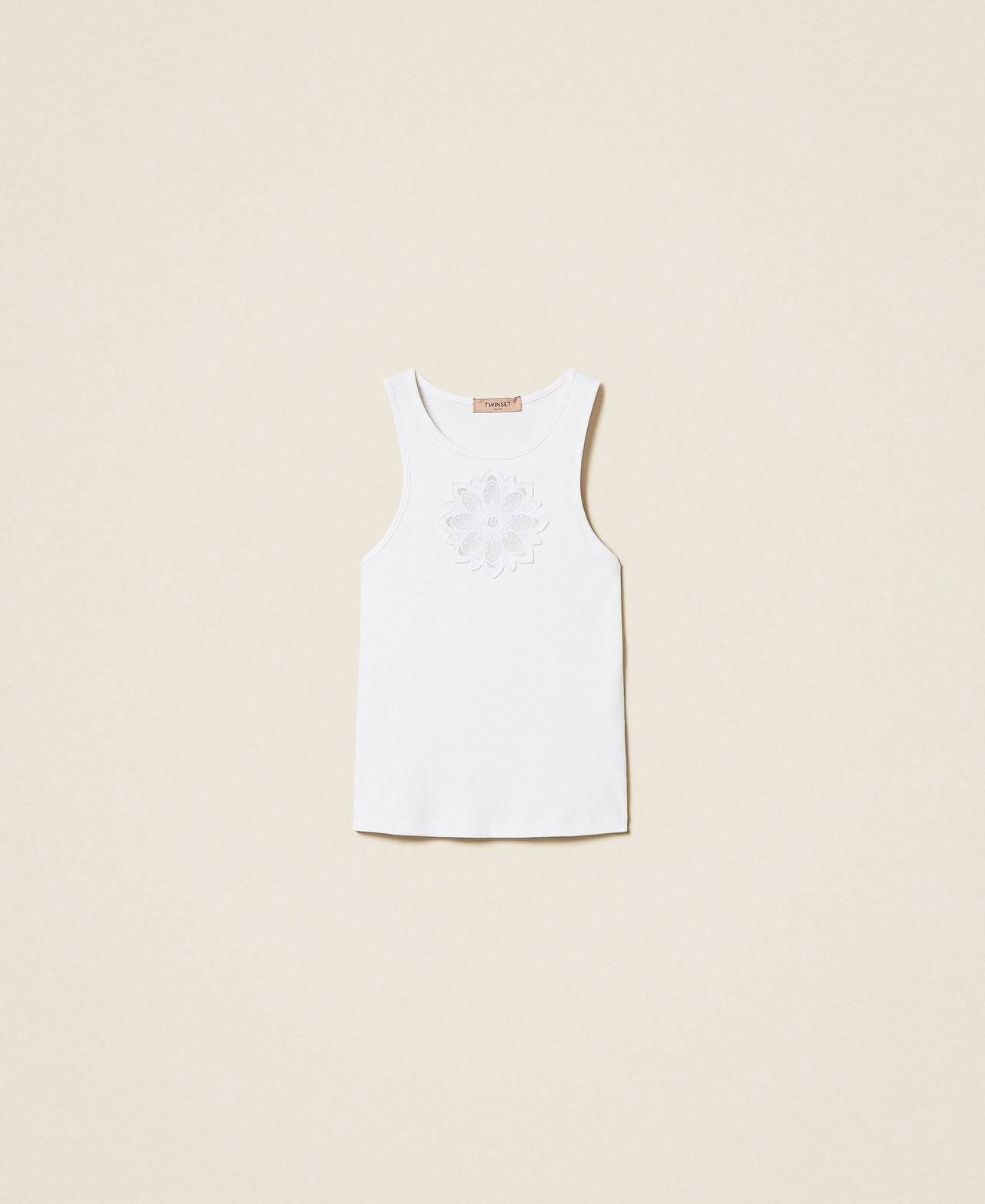 Tank top with floral embroidery