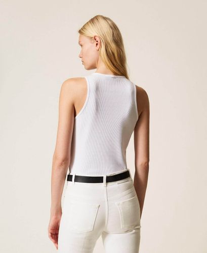 Tank top with floral embroidery
