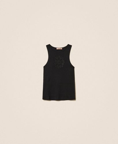 Tank top with floral embroidery