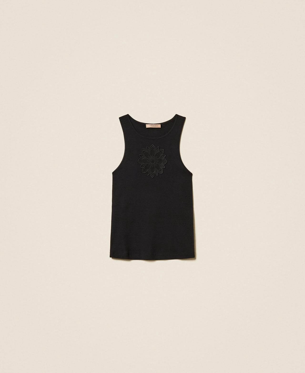 Tank top with floral embroidery