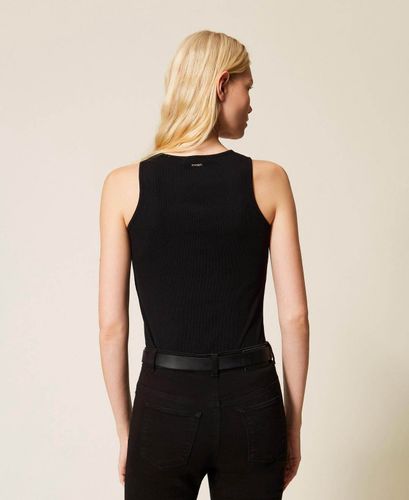 Tank top with floral embroidery
