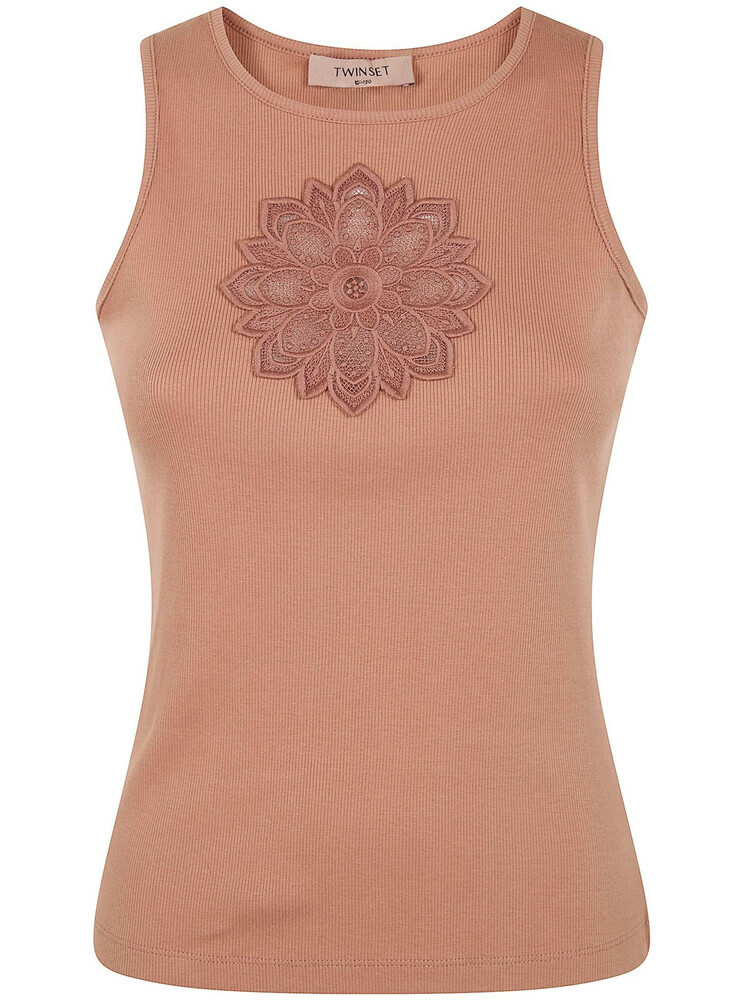 Tank top with floral embroidery