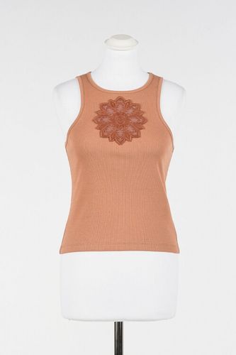 Tank top with floral embroidery