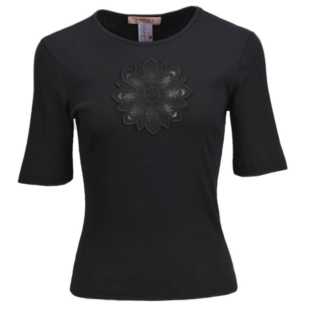 TWINSET floral-appliqué T-shirt 