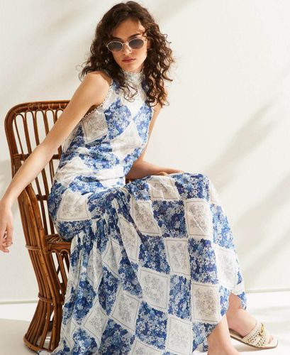 Long ramie dress with floral print