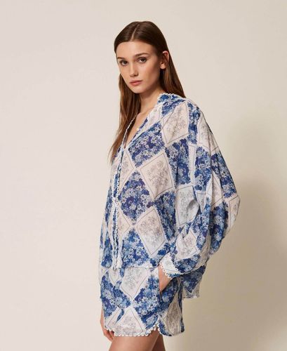 Ramie shirt with floral print