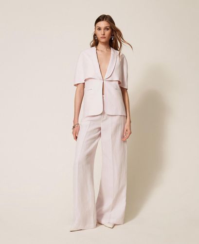 Linen blend wide leg trousers