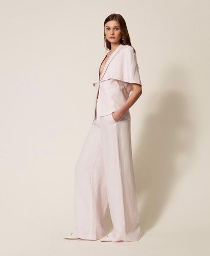 Linen blend wide leg trousers
