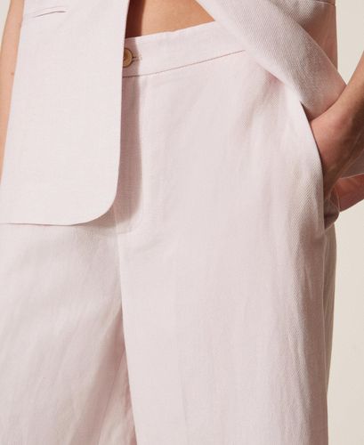 Linen blend wide leg trousers