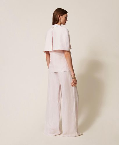 Linen blend wide leg trousers