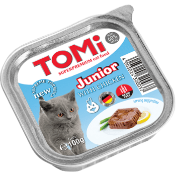 טומי Tomi - מעדן פטה עם עוף לגורי חתולים - 100 גרם מבצע 10% הנחה בקניית 10 יח