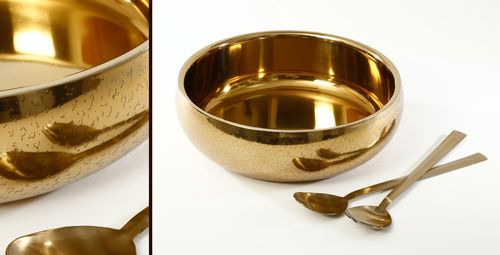 קערה + כף מזלג Gold Stainless