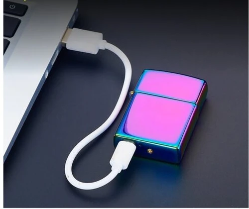 מצית דמוי זיפו אלקטרונית נטען בחיבור USB | שחור עם גולגולת