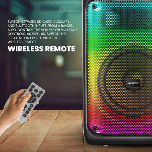 רמקול בידורית אלחוטי עם זוג מיקרופונים SonicGear HyperBox 1200 Pro