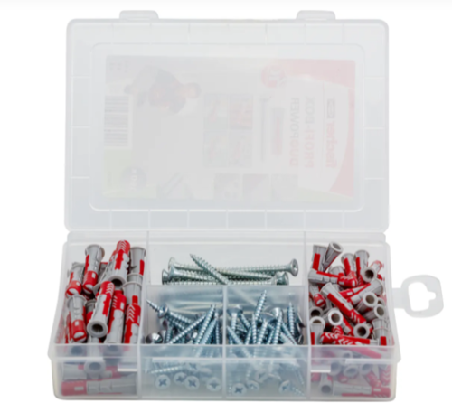דיבל ובורג מידות 6 ו-8 FISCHER - מארז 160 יחידות PROFI-BOX