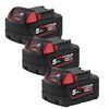 מארז 3 סוללות ליתיום 5AH 18V דגם Milwaukee M18B5 מילווקי