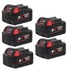 מארז 5 סוללות ליתיום 5AH 18V דגם Milwaukee M18B5 מילווקי