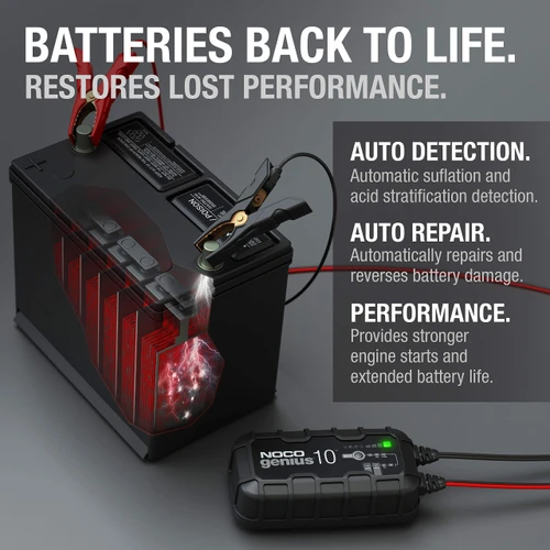 מטען מצברים נוקו NOCO GENIUS10, 10-Amp Fully-Automatic Smart Charger, 6V, 12V