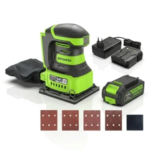 מלטשת מרובעת 24V רוטטת + סוללה 4AH ומטען מיקרו Greenworks 99638/2