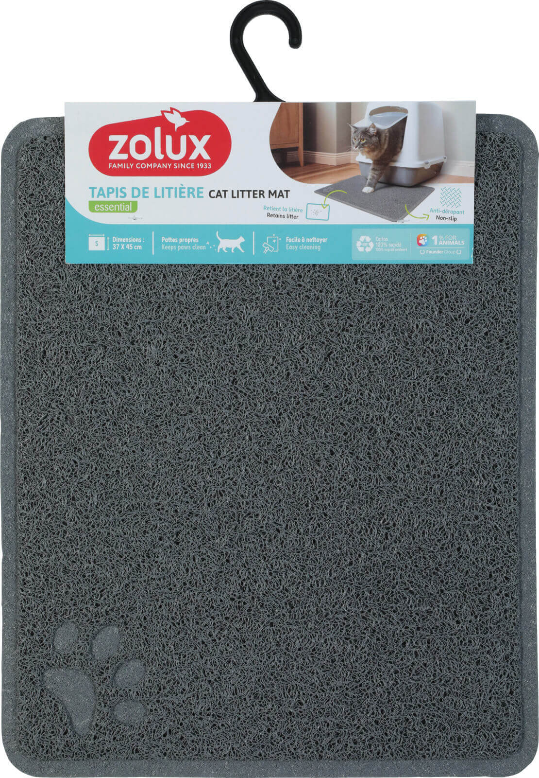 זולוקס משטח היגייני לחתולים  HYGIENIC MAT 37X45 GREY