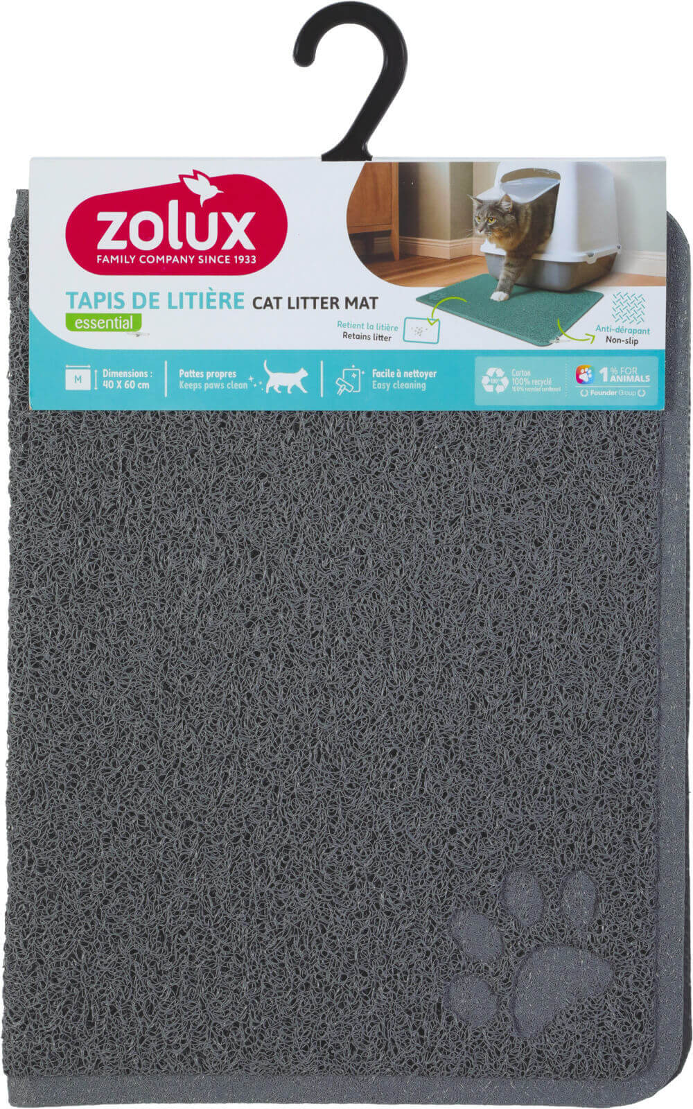 זולוקס משטח היגייני לחתולים  HYGIENIC MAT 40X60 GREY