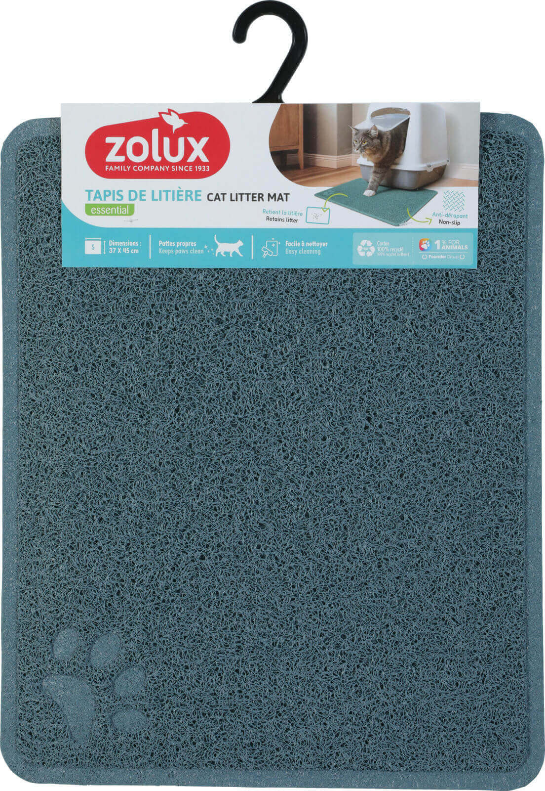 זולוקס משטח היגייני כחול לחתולים  HYGIENIC MAT 37X45 BLUE