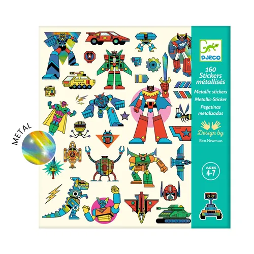 יצירה 160 מדבקות - רובוטים מטאלים